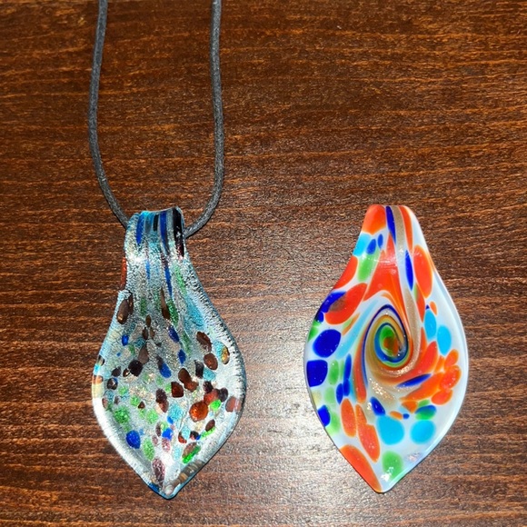Jewelry - Blown Glass Necklace with Two Pendants